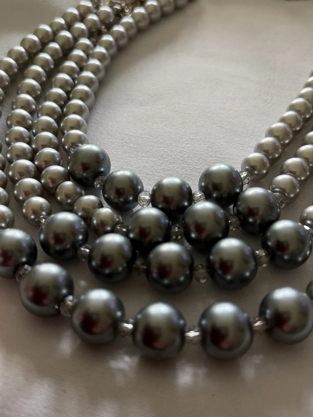 Multi-Strand Grey Pearl Statement Necklace - Women Jewelry